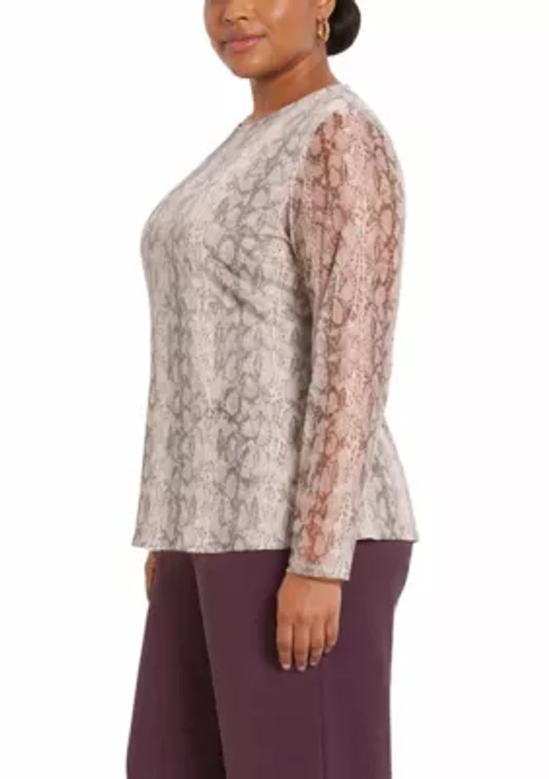 Python Mesh Scoopneck Long Sleeve Front & Back Lined