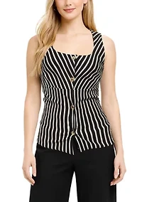 Ponti Stripe Square Neck Vest