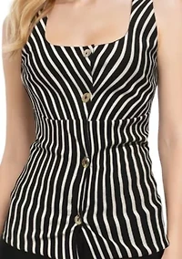 Ponti Stripe Square Neck Vest