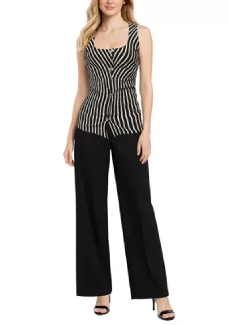Ponti Stripe Square Neck Vest