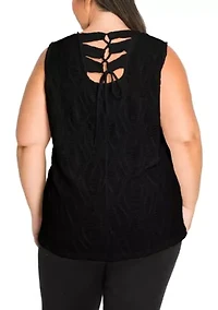 Spiral Wave Textured Strappy Back Tank