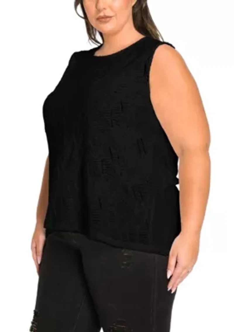 Spiral Wave Textured Strappy Back Tank