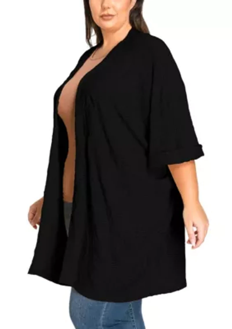 Spiral Wave Textured Dolman Cardi