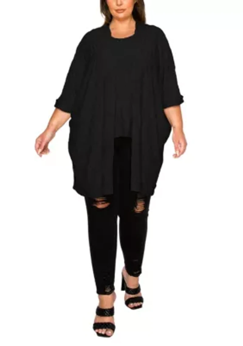 Spiral Wave Textured Dolman Cardi