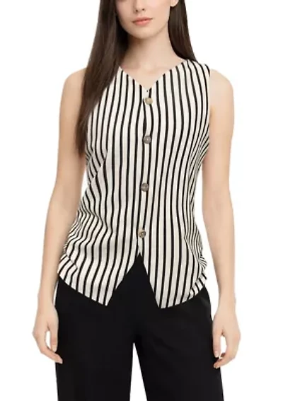Ponti Stripe Button Vest