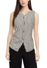 Ponti Stripe Button Vest