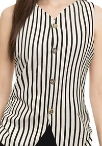 Ponti Stripe Button Vest