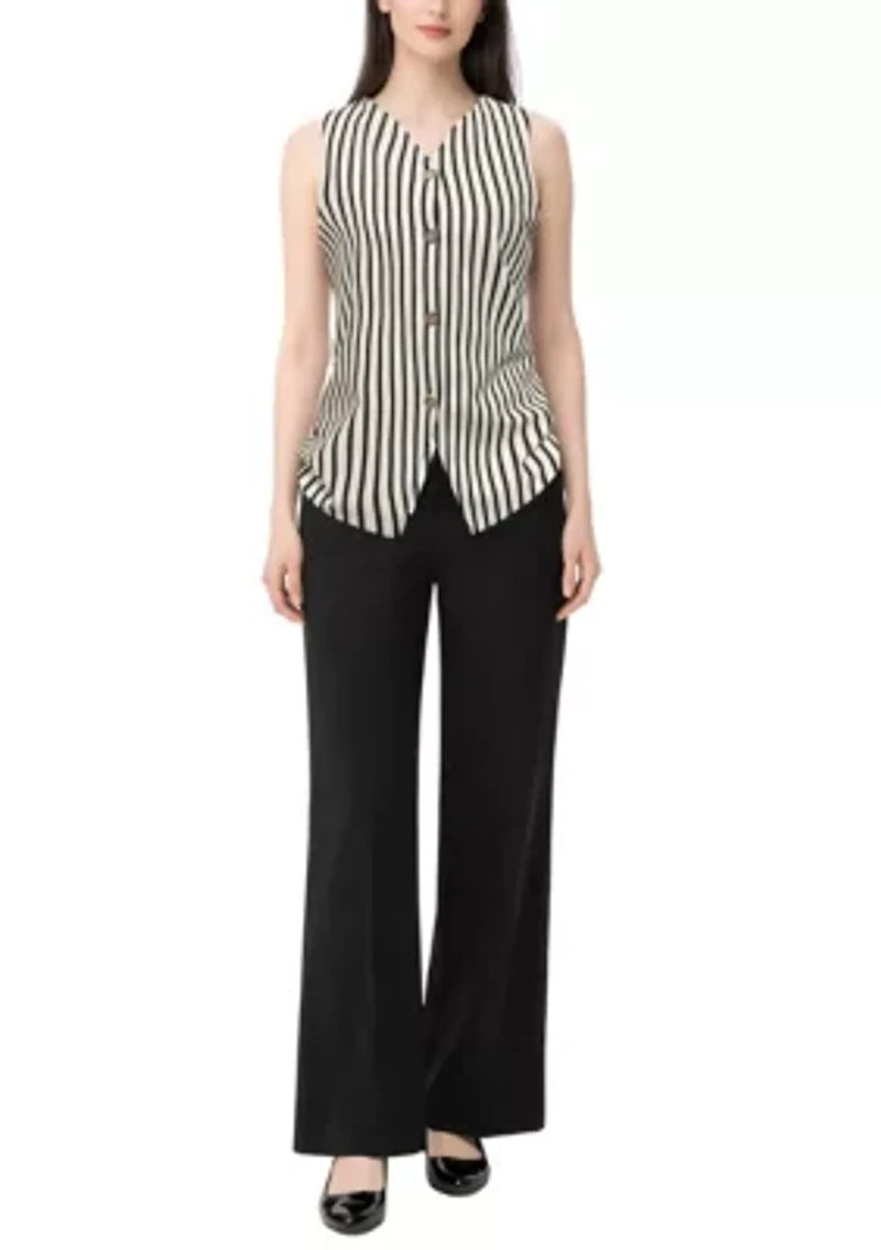 Ponti Stripe Button Vest
