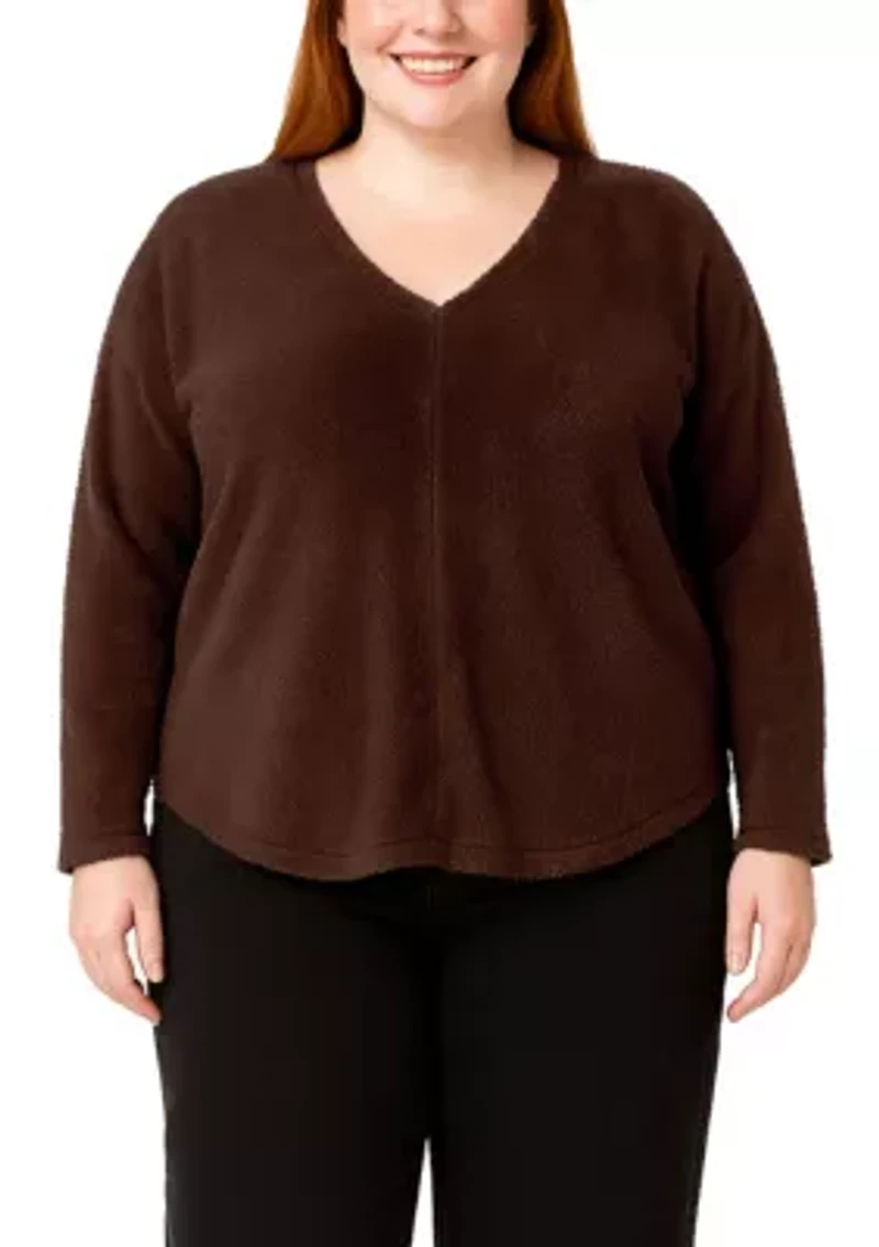 Feather Cozy Rib V Neck Dolman Long Sleeve