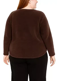 Feather Cozy Rib V Neck Dolman Long Sleeve