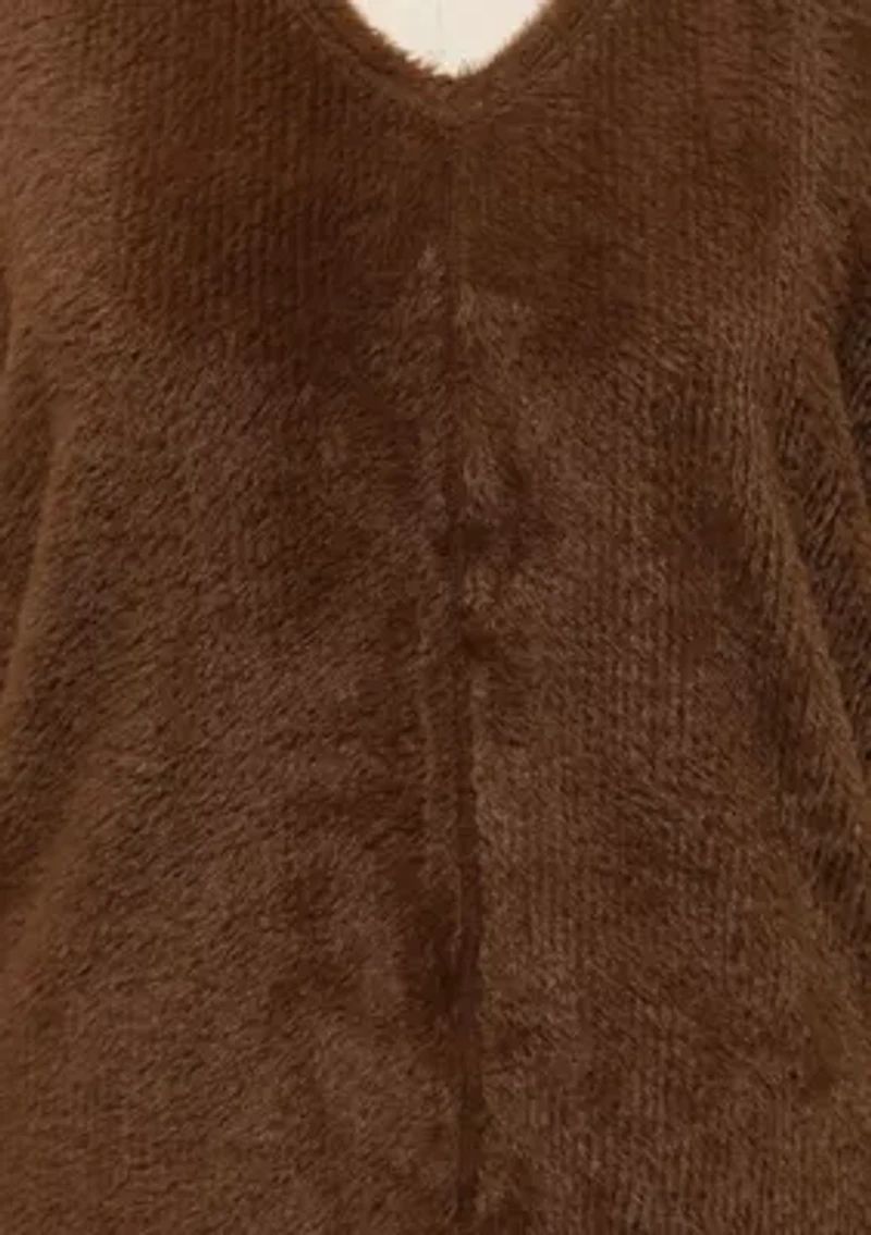 Feather Cozy Rib V Neck Dolman Long Sleeve