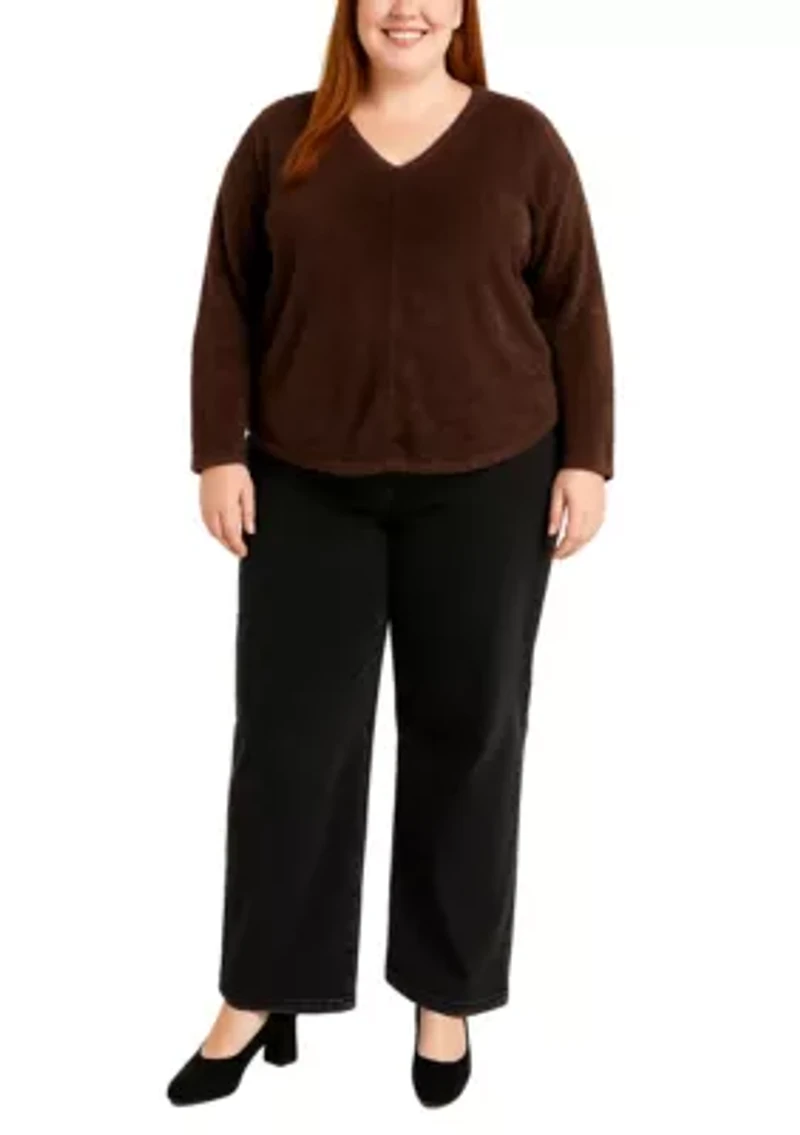 Feather Cozy Rib V Neck Dolman Long Sleeve