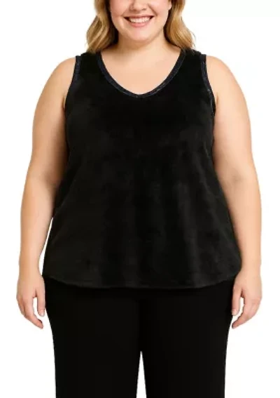 Plus Feather Cozy Rib Sequin Trim V Neck Pullover Vest