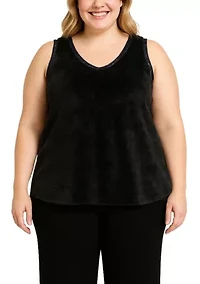 Plus Feather Cozy Rib Sequin Trim V Neck Pullover Vest