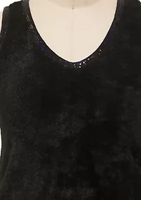 Plus Feather Cozy Rib Sequin Trim V Neck Pullover Vest