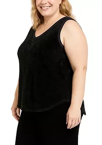 Plus Feather Cozy Rib Sequin Trim V Neck Pullover Vest