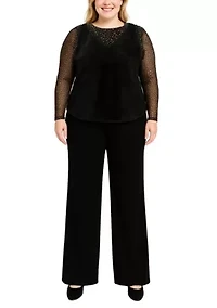 Plus Feather Cozy Rib Sequin Trim V Neck Pullover Vest