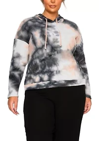 Brushed Tie Dye Waffle Hoodie Long Sleeve