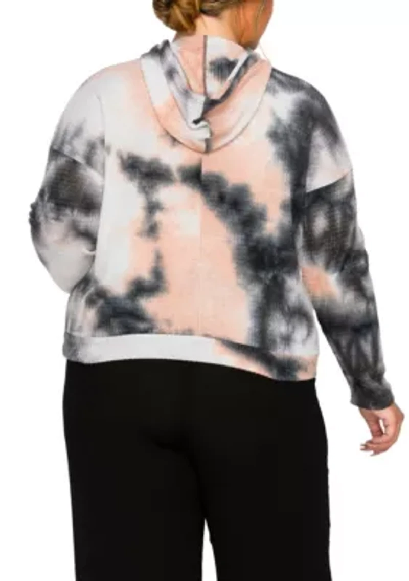 Brushed Tie Dye Waffle Hoodie Long Sleeve