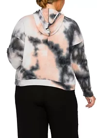 Brushed Tie Dye Waffle Hoodie Long Sleeve