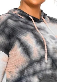 Brushed Tie Dye Waffle Hoodie Long Sleeve