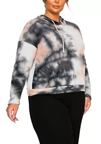 Brushed Tie Dye Waffle Hoodie Long Sleeve
