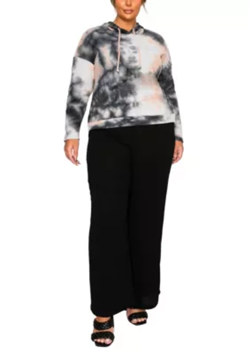 Brushed Tie Dye Waffle Hoodie Long Sleeve