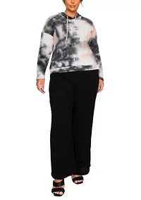 Brushed Tie Dye Waffle Hoodie Long Sleeve