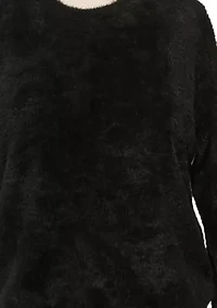 Feather Cozy Rib Pullover Long Sleeve With Cord Stopper Cinch Waist