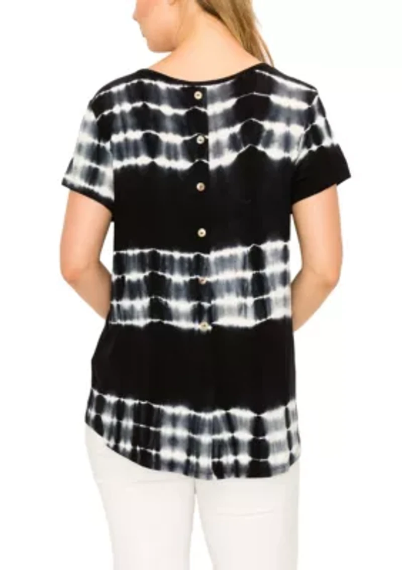 Tie Dye Short Sleeve Button Back