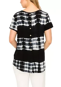 Tie Dye Short Sleeve Button Back