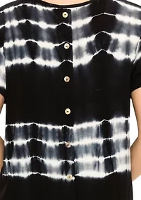 Tie Dye Short Sleeve Button Back