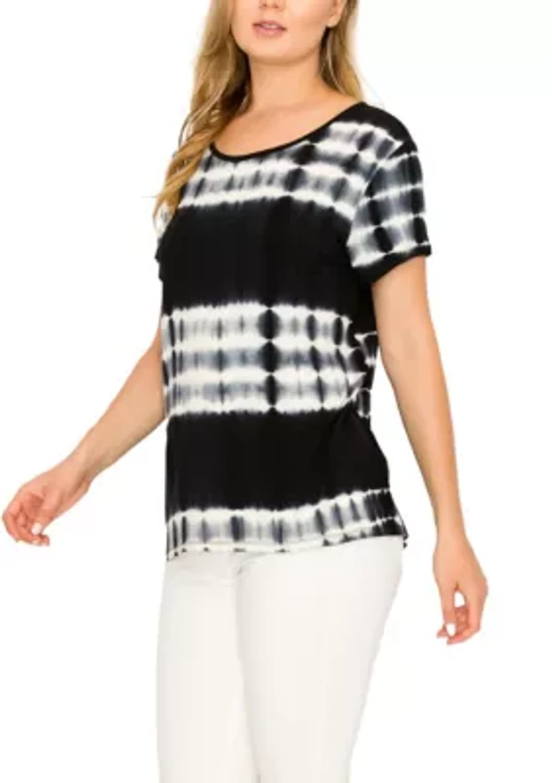 Tie Dye Short Sleeve Button Back