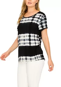 Tie Dye Short Sleeve Button Back