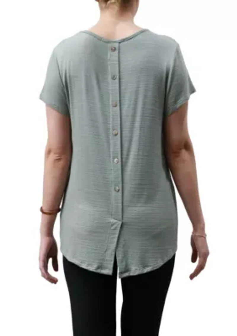 Ice Slub Jersey Button Back Short Sleeve