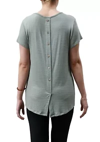 Ice Slub Jersey Button Back Short Sleeve