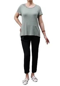Ice Slub Jersey Button Back Short Sleeve