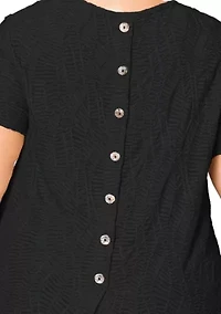 Spiral Wave Texture Short Sleeve Button Back