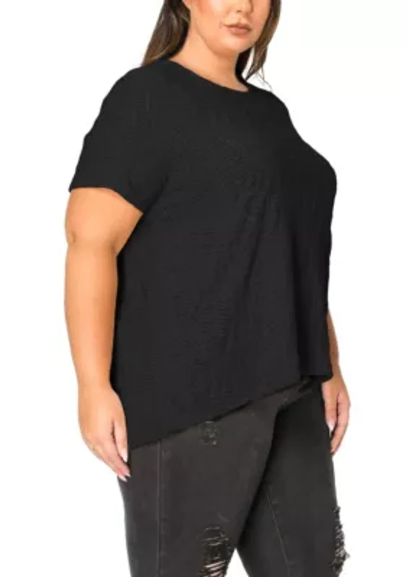 Spiral Wave Texture Short Sleeve Button Back