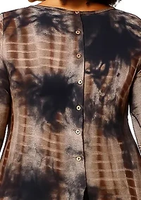Tie Dye Cozy Button Back 3Q Sleeve