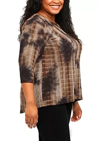 Tie Dye Cozy Button Back 3Q Sleeve