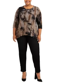 Tie Dye Cozy Button Back 3Q Sleeve