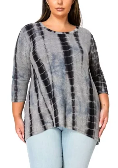 Hand Tie Dye Cozy 3Q Sleeve Button Back