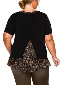 Pebble Print Mesh Pleat Back S/Slv