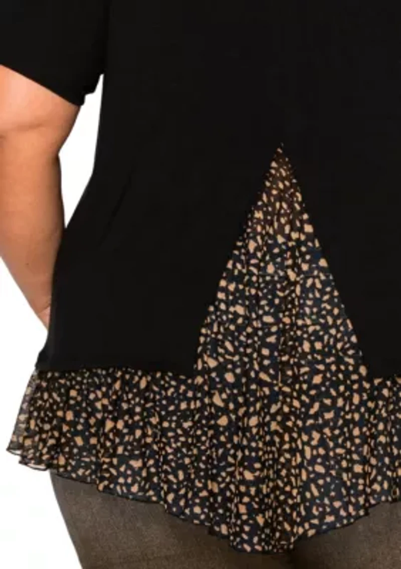 Pebble Print Mesh Pleat Back S/Slv