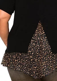 Pebble Print Mesh Pleat Back S/Slv