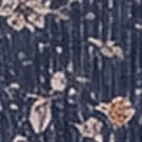 Boho Floral Rib And Lace Pleat Back Short Sleeve