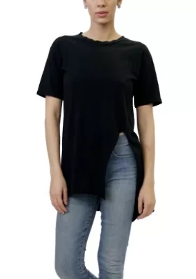 Cotton Jersey Asymmetric Slit Tunic