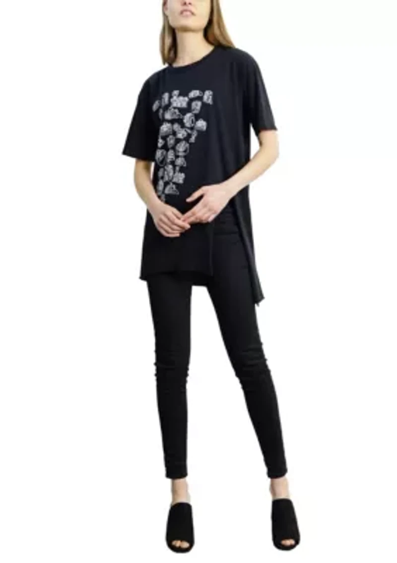 Cotton Jersey Asymmetric Slit Tunic Print