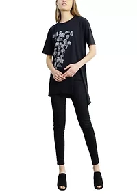 Cotton Jersey Asymmetric Slit Tunic Print